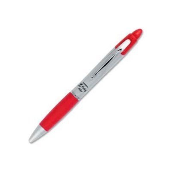 Zebra Pen Zebra Z-Grip Max Retractable Pen, 1.0mm, Silver Barrel, Red Ink, Dozen 22430